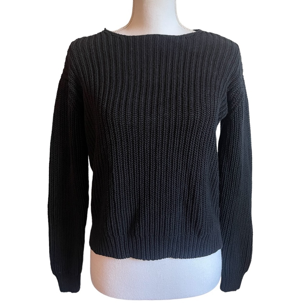 H&M Women’s Black Chunky Knit Long Sleeve Warm Winter Pullover Sweater